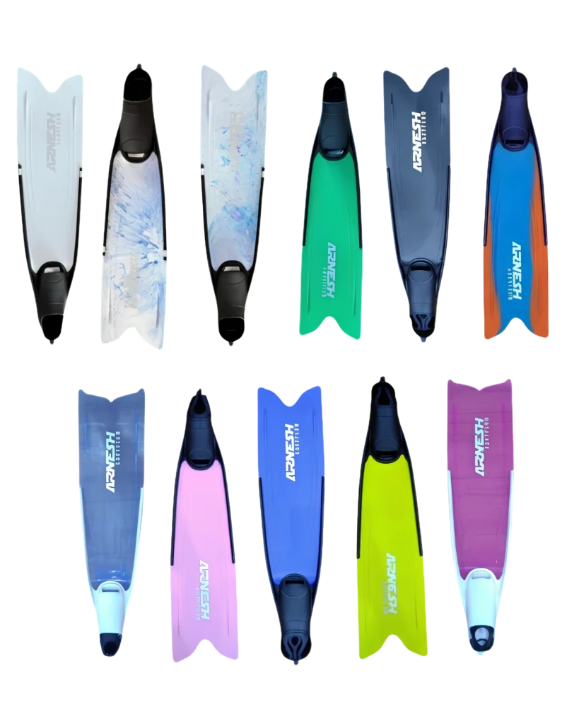 Arnesh Easyflow longfins spearfishing freediving foot pocket, sirip selam nyaman dan fleksibel untuk freedive